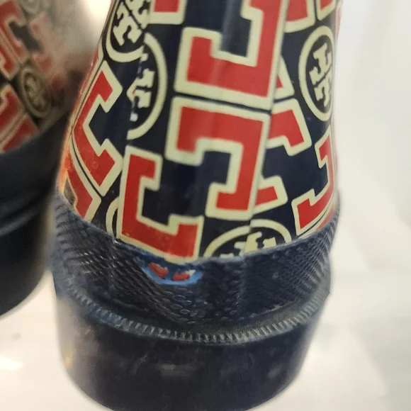 Women’s Tory Burch Logo Rain Boots Wellies Waterproof Knee High Tall Size 8 EUC - Picture 3 of 7